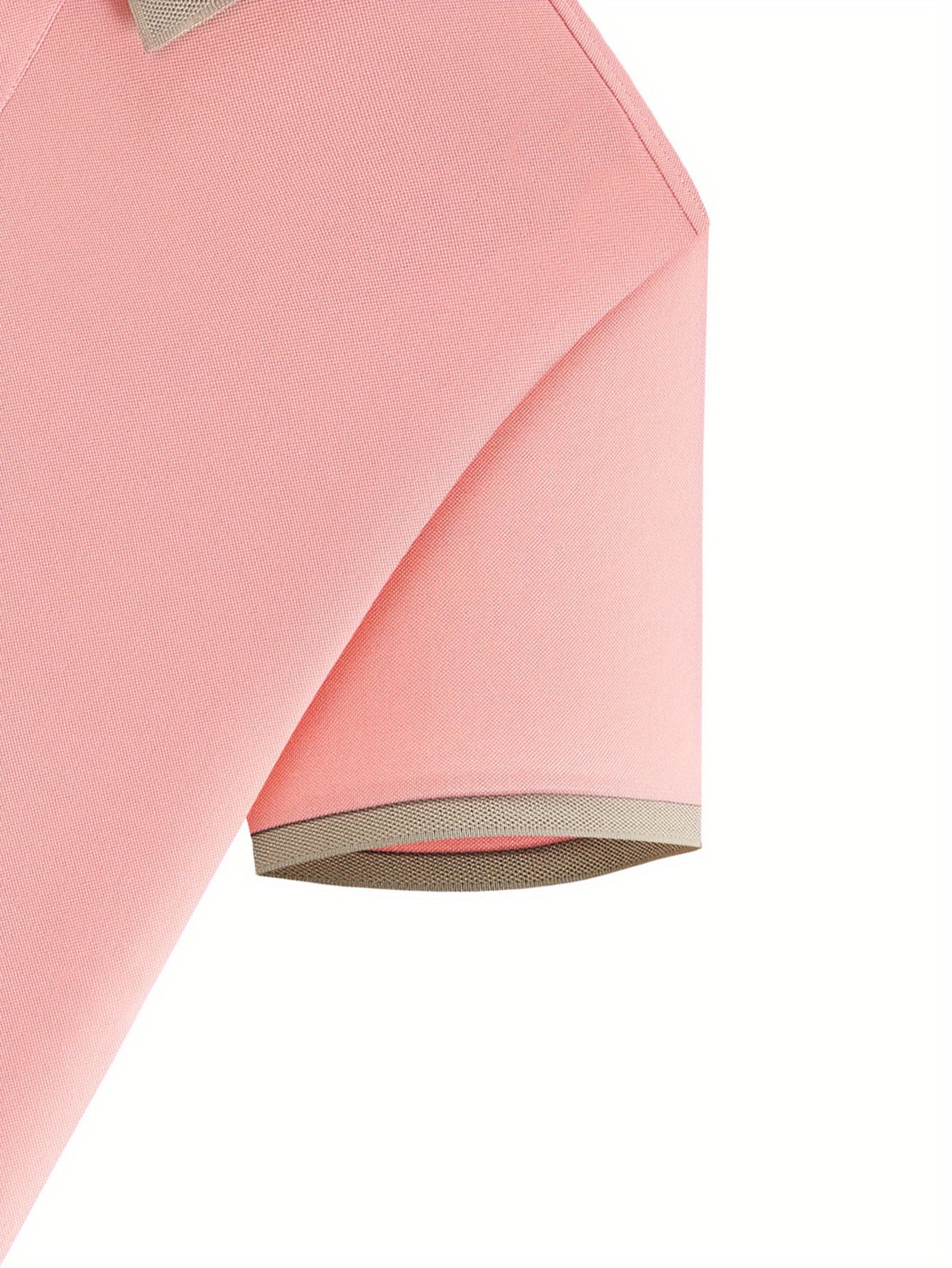 Men's Pink Golf Tennis Polo Shirt Breathable Polyester Contrast Collar Casual Summer