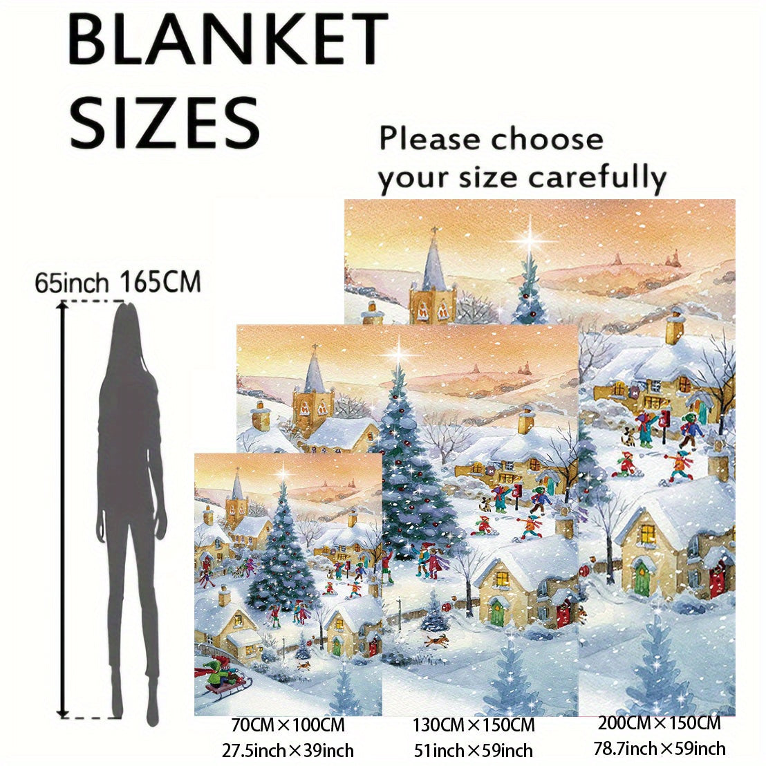 Christmas Themed Flannel Blanket Throw for Bed Sofa Camping Digital Print Polyester Fabric