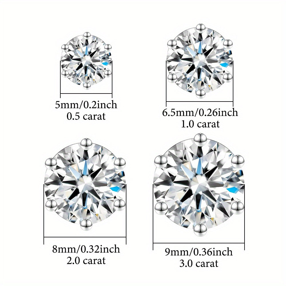 Vintage Boho uslubidagi Moissanite stud taqinchoqlari - Spark Grow 1 juft 0.5/1/2/3 karatli dumaloq Moissanite stud taqinchoqlari 925 kumush bilan qoplangan. Ayollar uchun nafis taqinchoq sovg‘asi, kundalik kiyish va maxsus tadbirlar uchun mukammal.