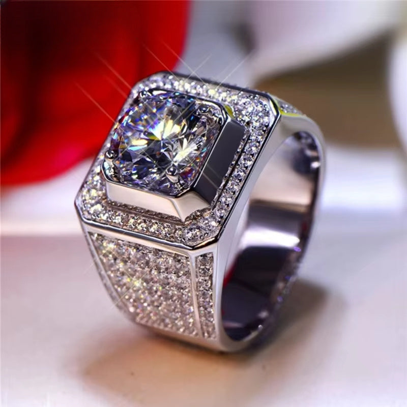 Sterling Silver Moissanite uzuk 1/2/5 karat oltin qoplama bilan taklif uzuklari