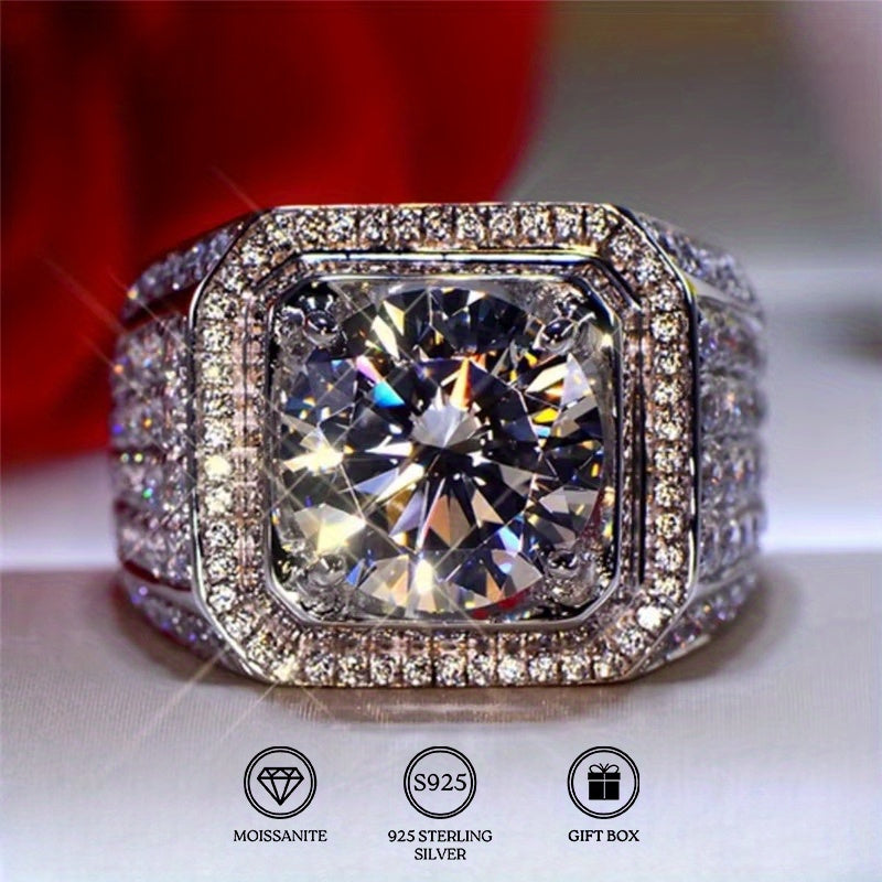 Sterling Silver Moissanite Ring 1/2/5 Carat Golden Plating Engagement Jewelry