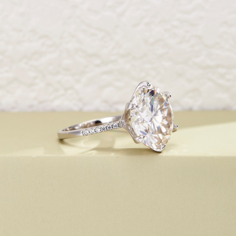 Moissanite Engagement Ring 10 Carat Solitaire 18K Gold Plated Sterling Silver