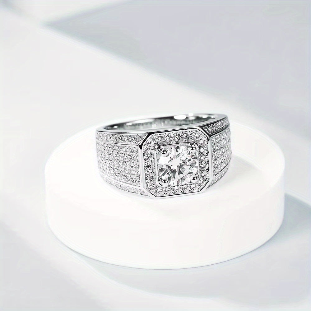 Sterling Silver Moissanite Engagement Ring 18K Gold Plated Elegant Wedding Jewelry