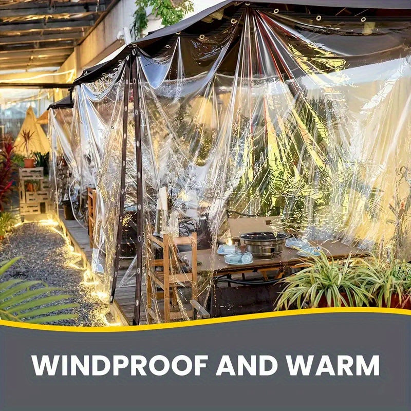 Heavy-Duty Clear Plastic Tarpaulin Waterproof Dustproof Windproof Snowproof for Outdoor Patio Greenhouse Garden