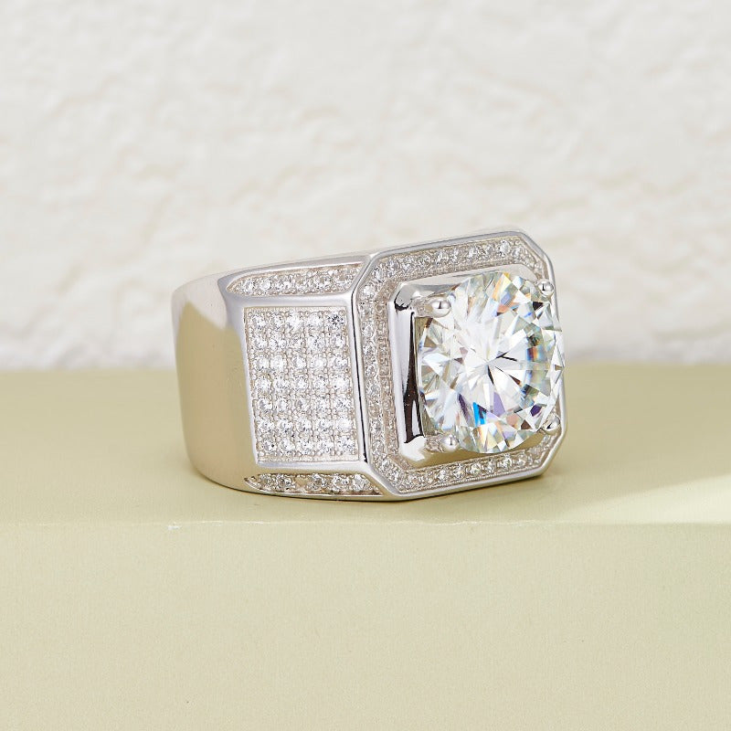 Мужское кольцо с моссанитом 1-5ct из стерлингового серебра, обручальное и свадебное украшение