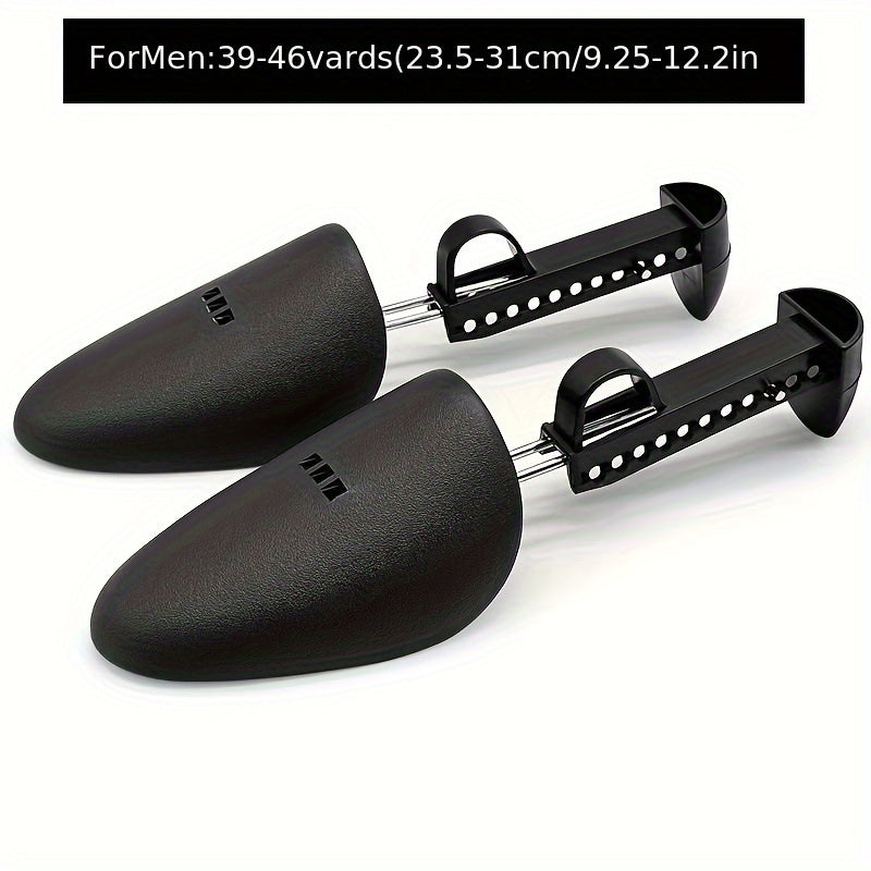 Men Black Plastic Shoe Trees Adjustable for Leather and Sports Shoes