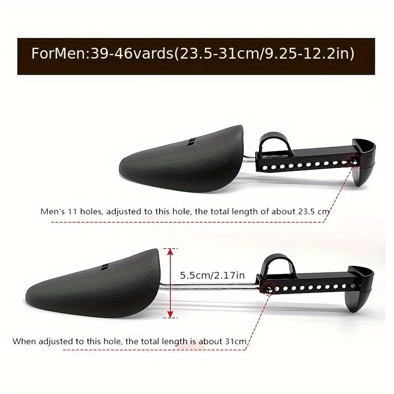 Men Black Plastic Shoe Trees Adjustable for Leather and Sports Shoes