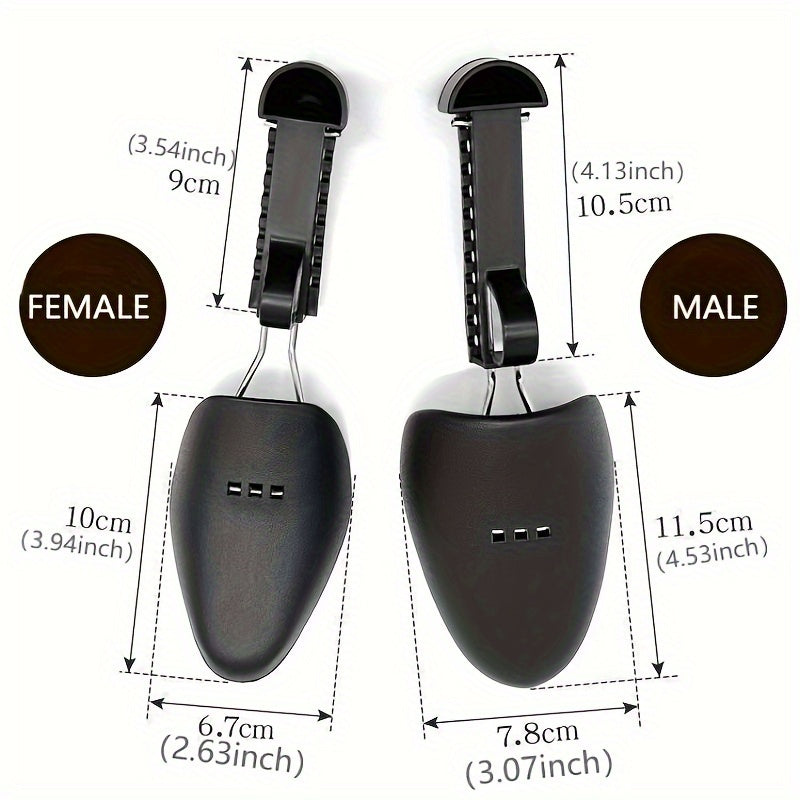 Men Black Plastic Shoe Trees Adjustable for Leather and Sports Shoes