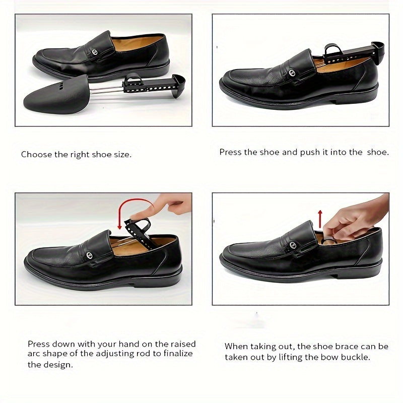 Men Black Plastic Shoe Trees Adjustable for Leather and Sports Shoes