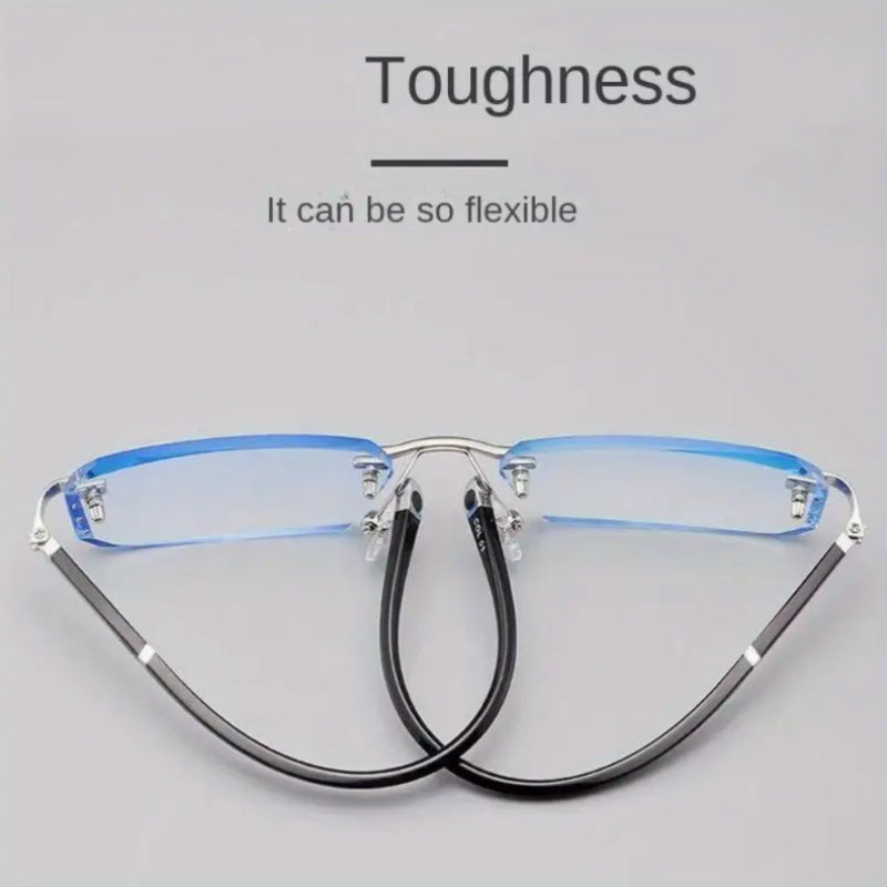 Rimless Rhinestone Photochromic Glasses with Anti-Blue Light for Daily Wear and Parties
