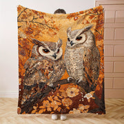 Flannel Blanket for Bed Sofa and Camping Floral Owls Animal Print Lightweight Polyester All-Season