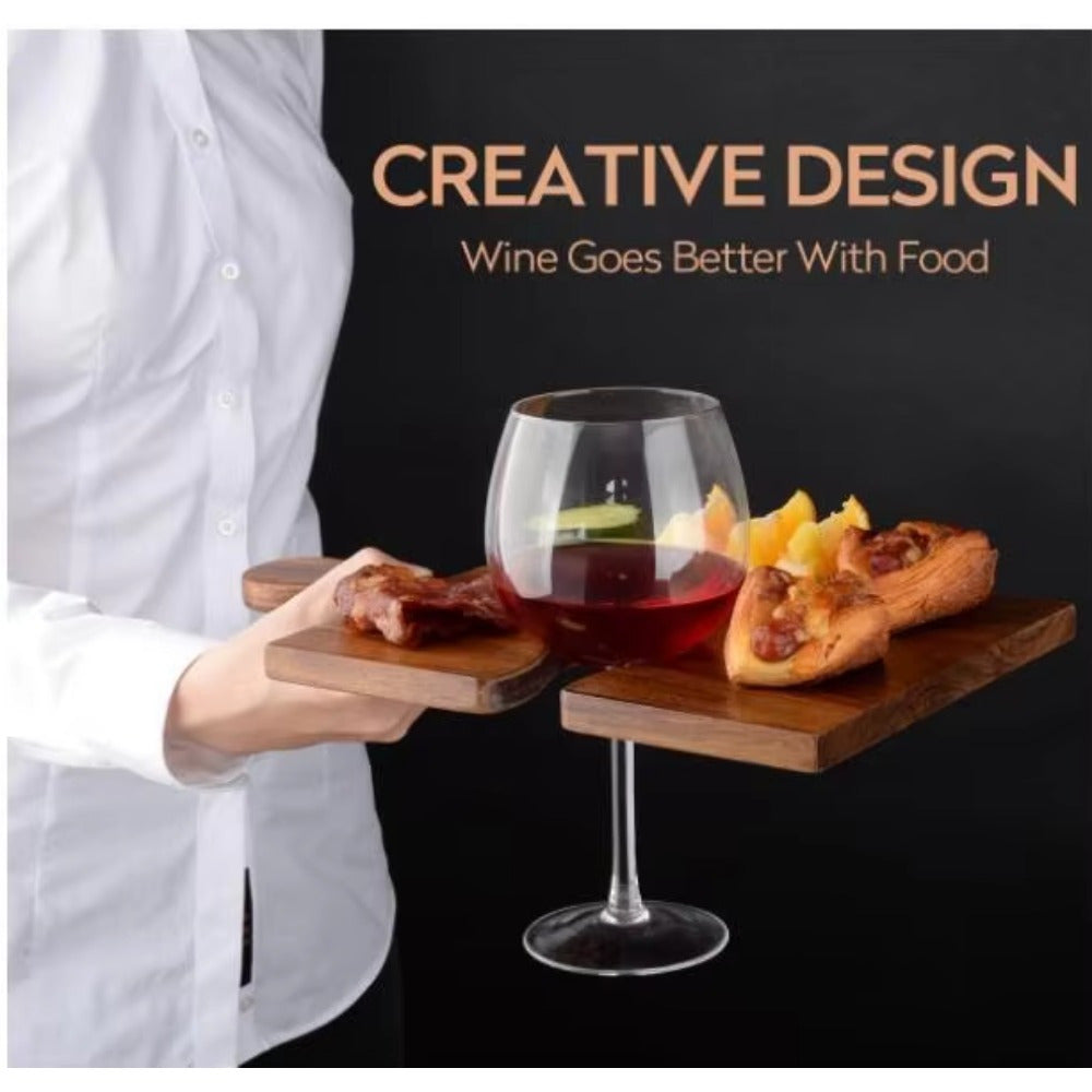 Set of 4 Acacia Wood Charcuterie Boards with Puzzle Handles for Cheese and Deli