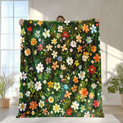 Floral Print Blanket Made from Soft Knitted Polyester Fleece for All-Season Use
