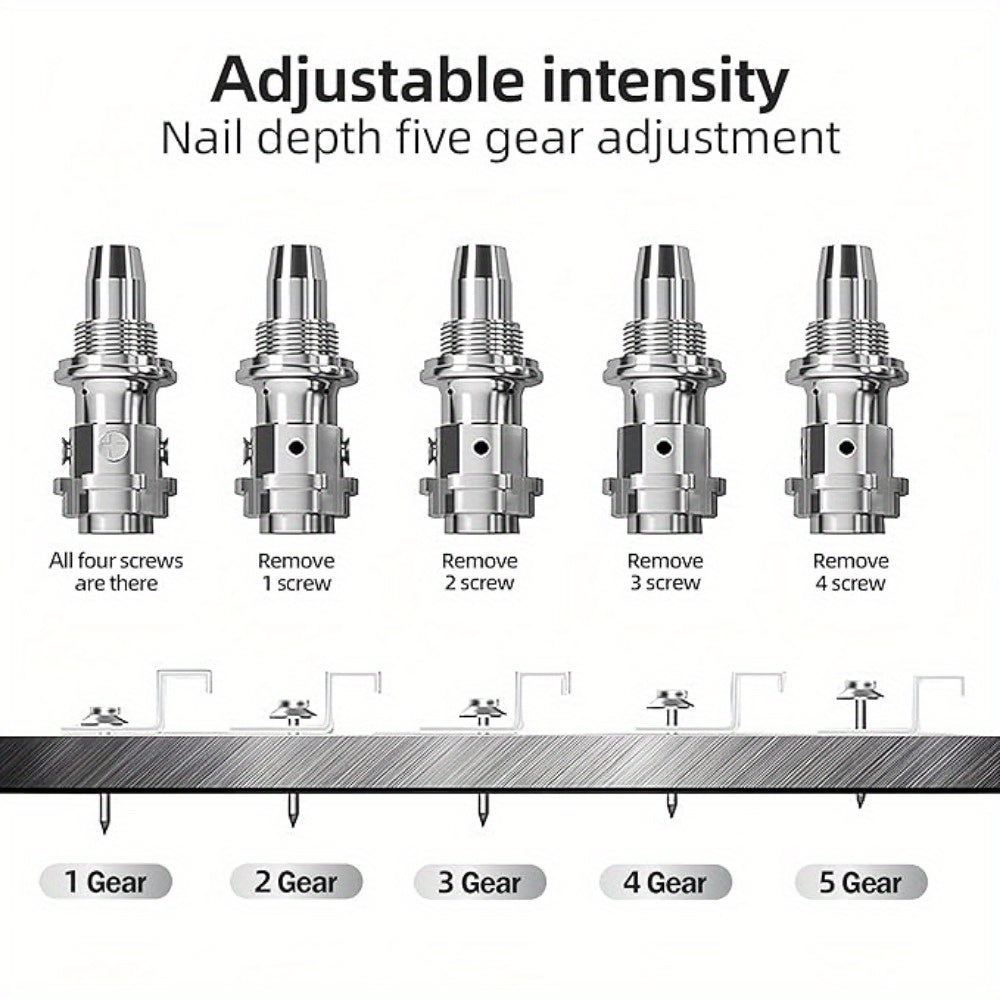 Mini Steel Nail Gun Kit with 5-Speed Adjustable Manual Operation for Woodwork and Concrete Walls