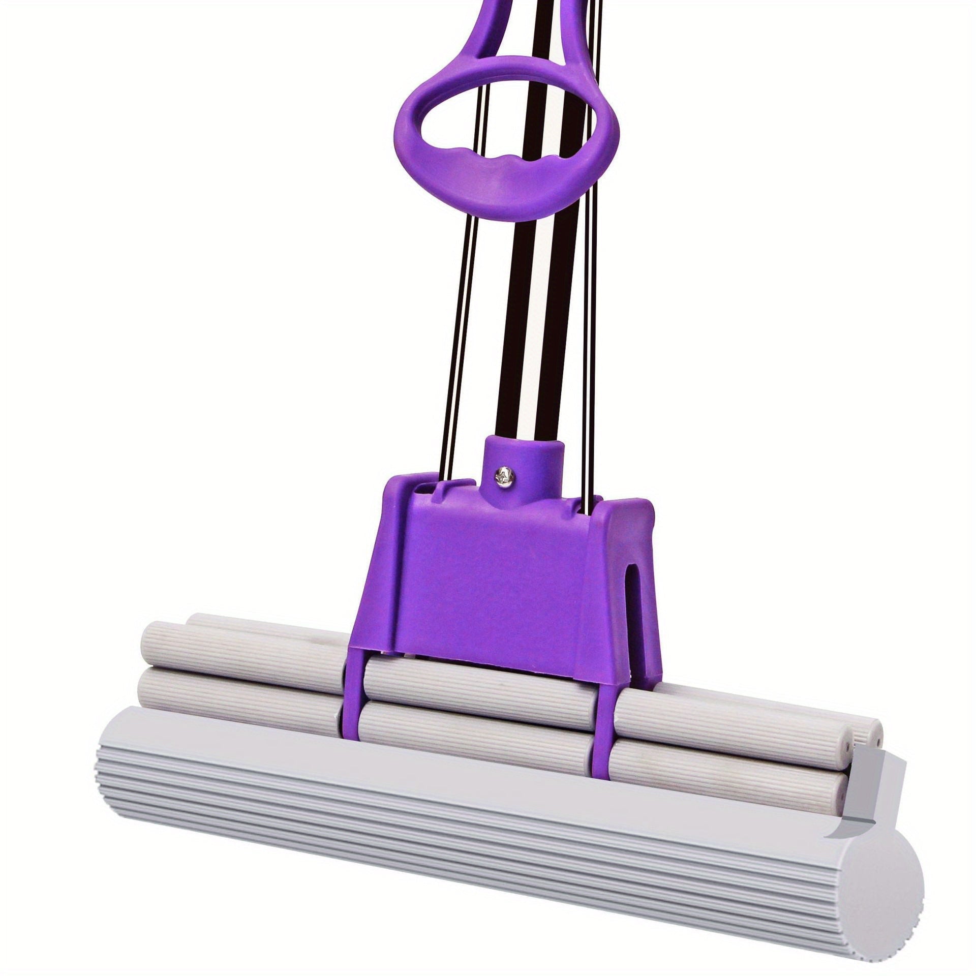 Convenient Sponge Mop on Wheels with Rubber Head for Easy Absorption