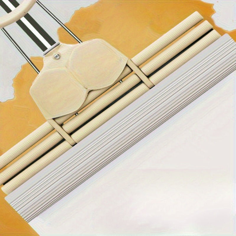 Convenient Sponge Mop on Wheels with Rubber Head for Easy Absorption