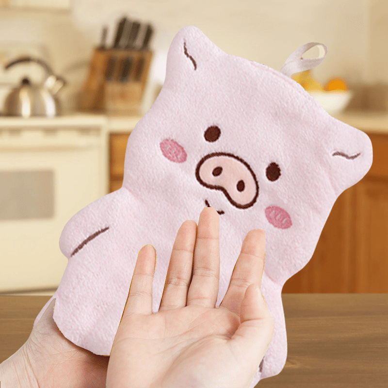 Coral Velvet Hand Towel 1/3pcs Animal Shape Hanging Quick Dry Absorbent Kitchen Bathroom