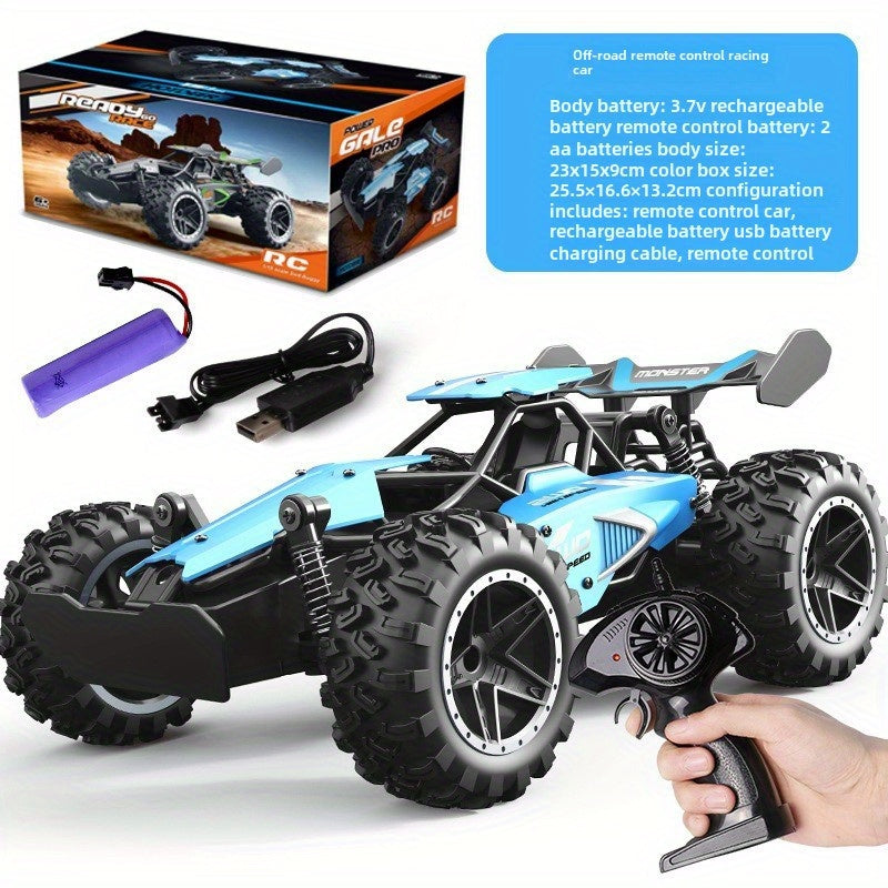 Coche RC todoterreno para niños 2.4G recargable, plástico duradero, verde y azul