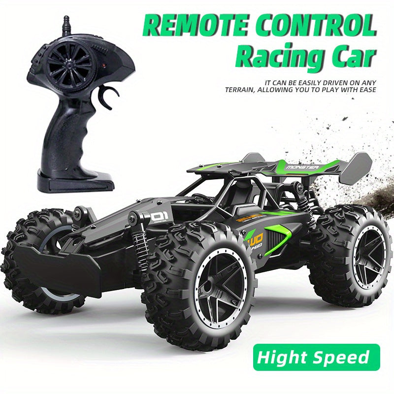 Coche RC todoterreno para niños 2.4G recargable, plástico duradero, verde y azul