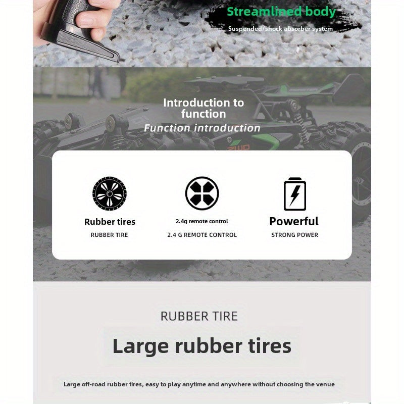 Coche RC todoterreno para niños 2.4G recargable, plástico duradero, verde y azul