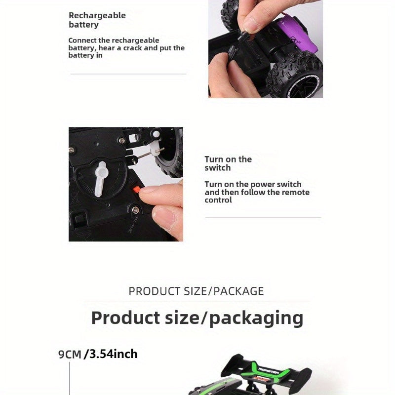 Coche RC todoterreno para niños 2.4G recargable, plástico duradero, verde y azul