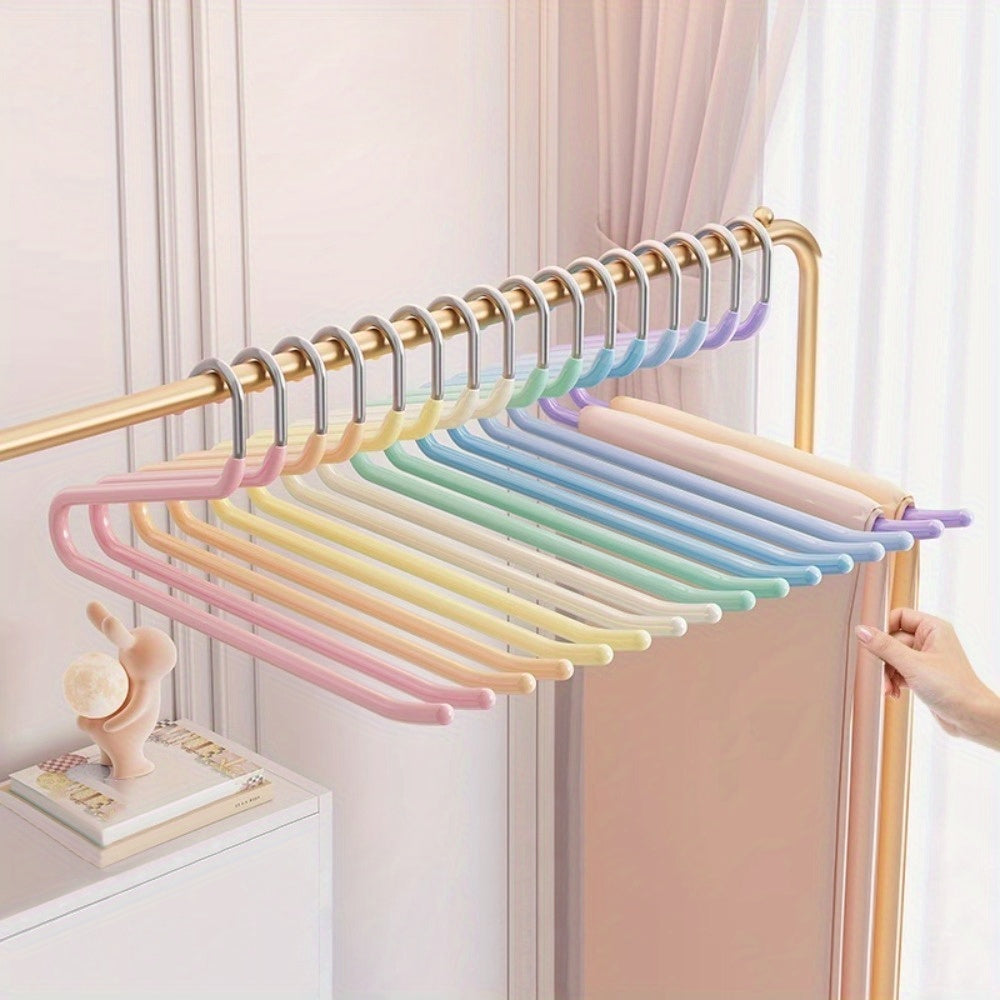 Set of 10 Rainbow Swan Clothes Hangers Non-Slip Space-Saving Stainless Steel