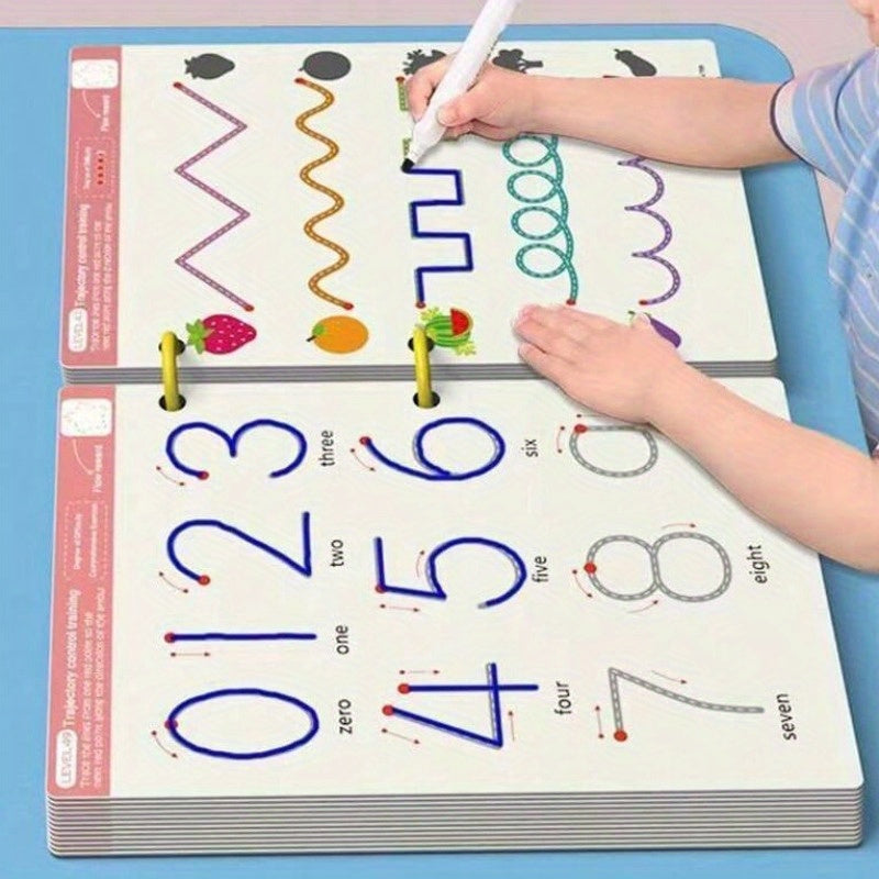 32 Reusable Educational Practice Books with Erasable Writing Pads for Ages 3-6