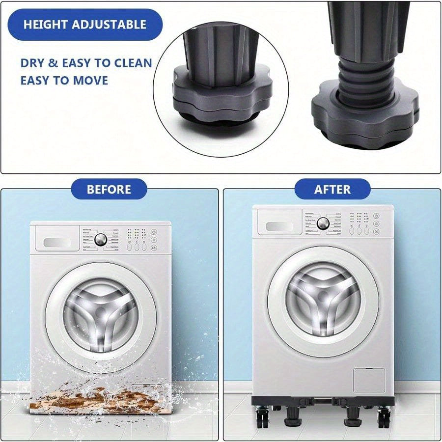 Large Adjustable Fridge and Appliance Stand with Swivel Wheels Gray