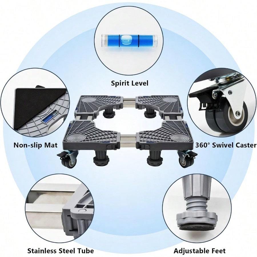 Large Adjustable Fridge and Appliance Stand with Swivel Wheels Gray