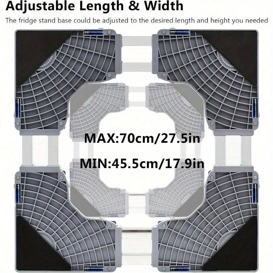 Large Adjustable Fridge and Appliance Stand with Swivel Wheels Gray