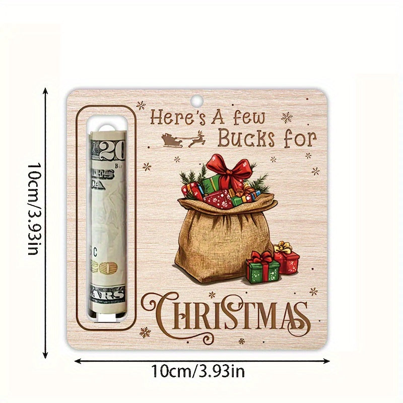 Деревянная елочная игрушка Санта-Клаус с держателем для денег, аксессуар для рождественской елки, не требует питания, идеально подходит для праздничного декора.