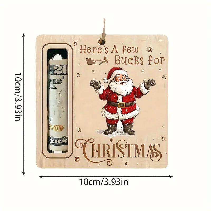 Деревянная елочная игрушка Санта-Клаус с держателем для денег, аксессуар для рождественской елки, не требует питания, идеально подходит для праздничного декора.