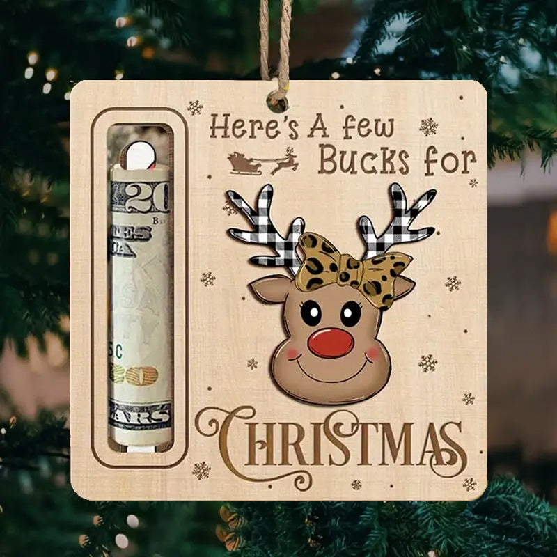 Деревянная елочная игрушка Санта-Клаус с держателем для денег, аксессуар для рождественской елки, не требует питания, идеально подходит для праздничного декора.