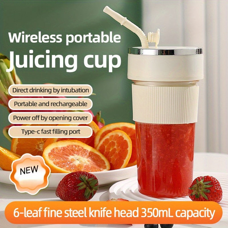 Compact USB Rechargeable Blender 6-Blade Mixer 350ml High-Speed for Smoothies