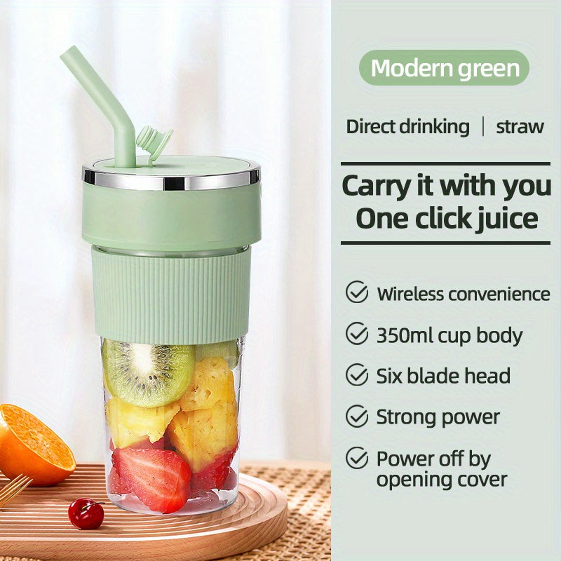 Compact USB Rechargeable Blender 6-Blade Mixer 350ml High-Speed for Smoothies