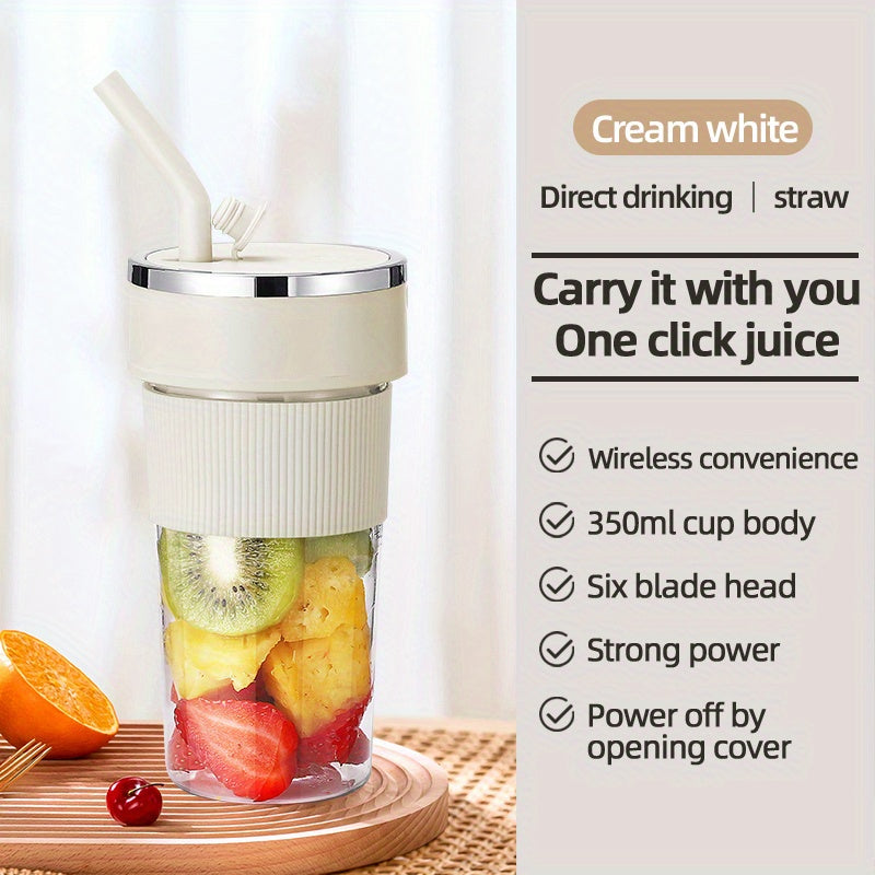 Compact USB Rechargeable Blender 6-Blade Mixer 350ml High-Speed for Smoothies