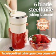 Compact USB Rechargeable Blender 6-Blade Mixer 350ml High-Speed for Smoothies