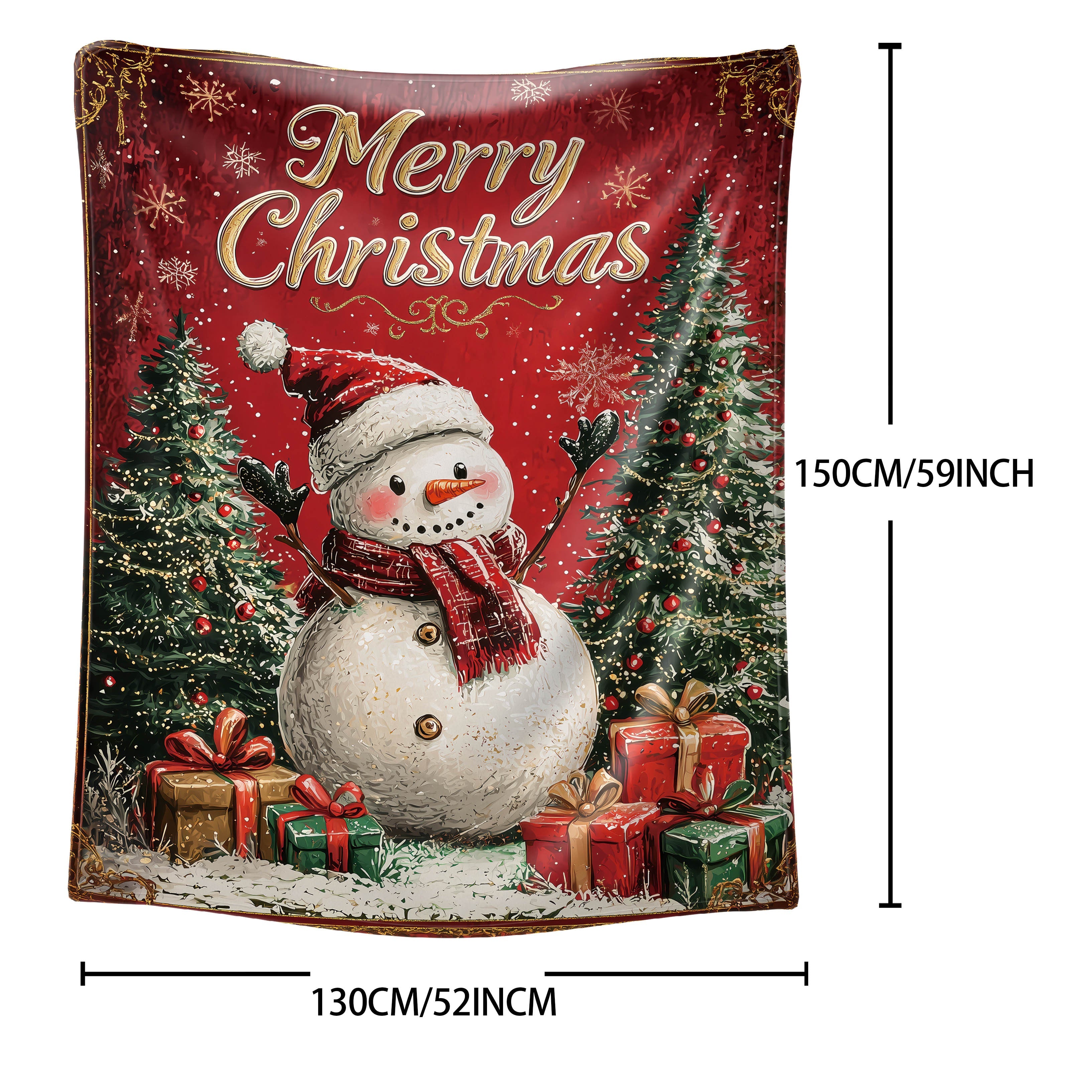 Christmas Snowman Flannel Throw Blanket All-Season Soft Polyester Knit for Bed Sofa or Camping