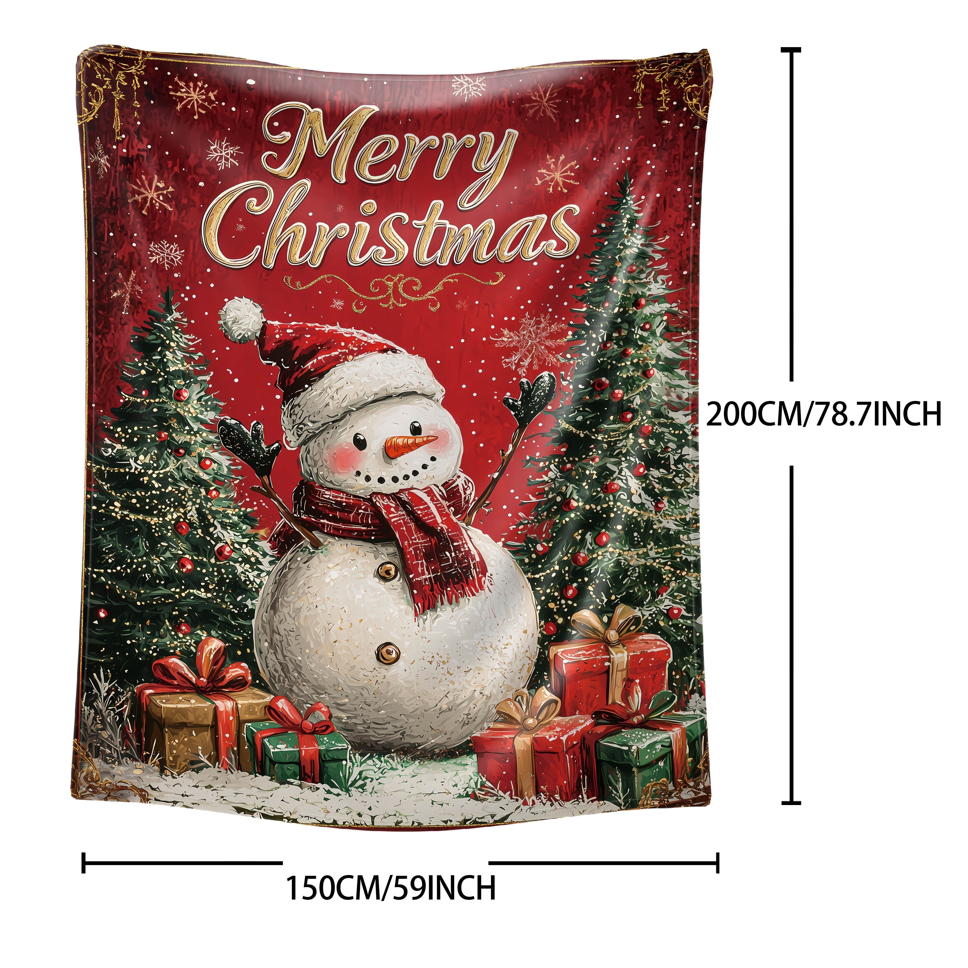 Christmas Snowman Flannel Throw Blanket All-Season Soft Polyester Knit for Bed Sofa or Camping
