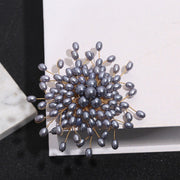 Handmade Snowflake Brooch Pin with Resin Pearls Unisex Christmas Clothing Accessory
