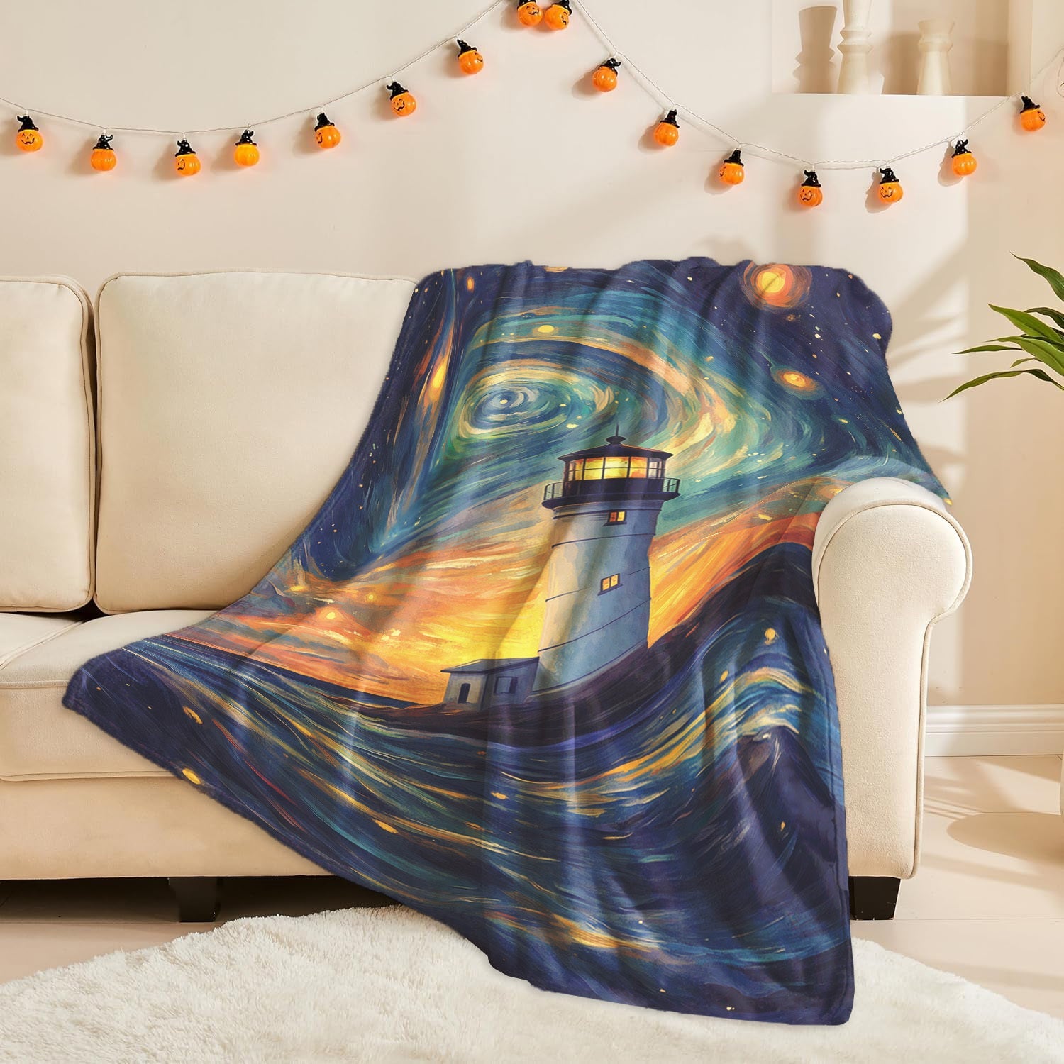 Starry Sky Print Throw Blanket Soft Warm Knitted Polyester for All Seasons