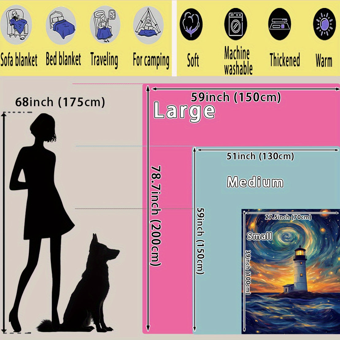 Starry Sky Print Throw Blanket Soft Warm Knitted Polyester for All Seasons