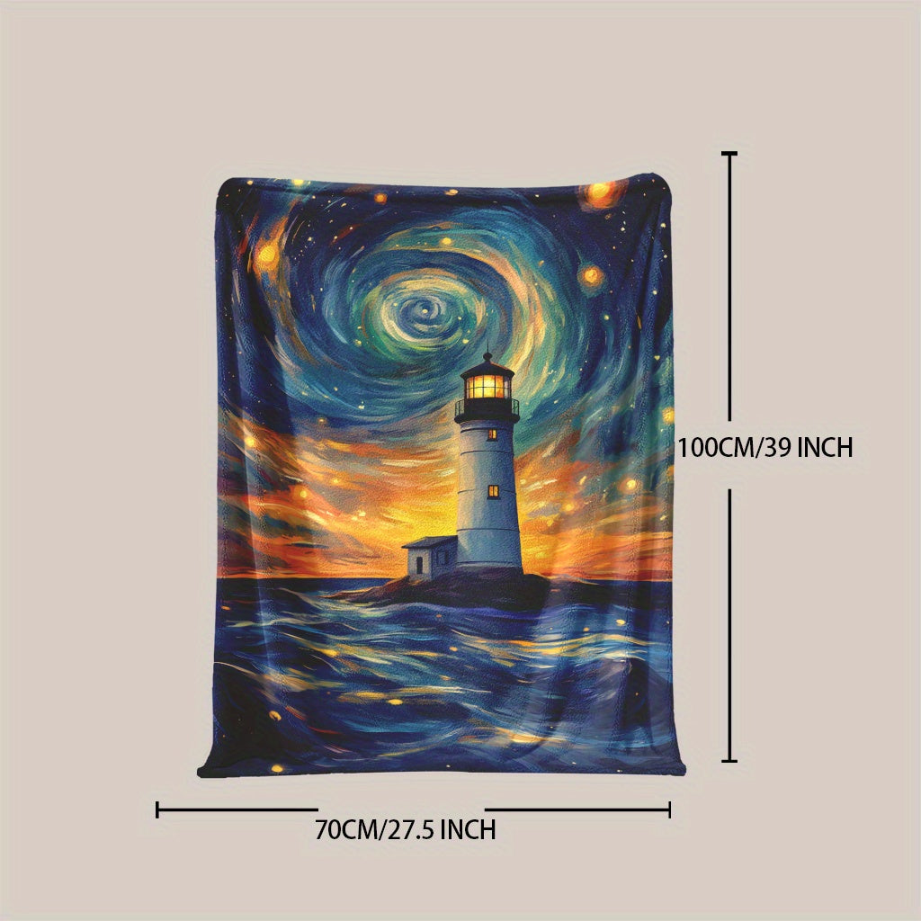 Starry Sky Print Throw Blanket Soft Warm Knitted Polyester for All Seasons