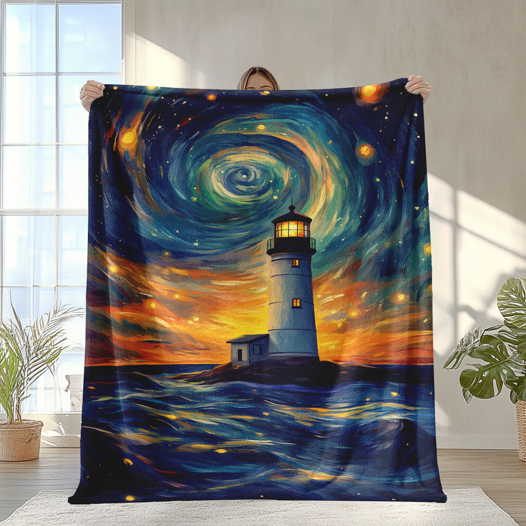 Starry Sky Print Throw Blanket Soft Warm Knitted Polyester for All Seasons