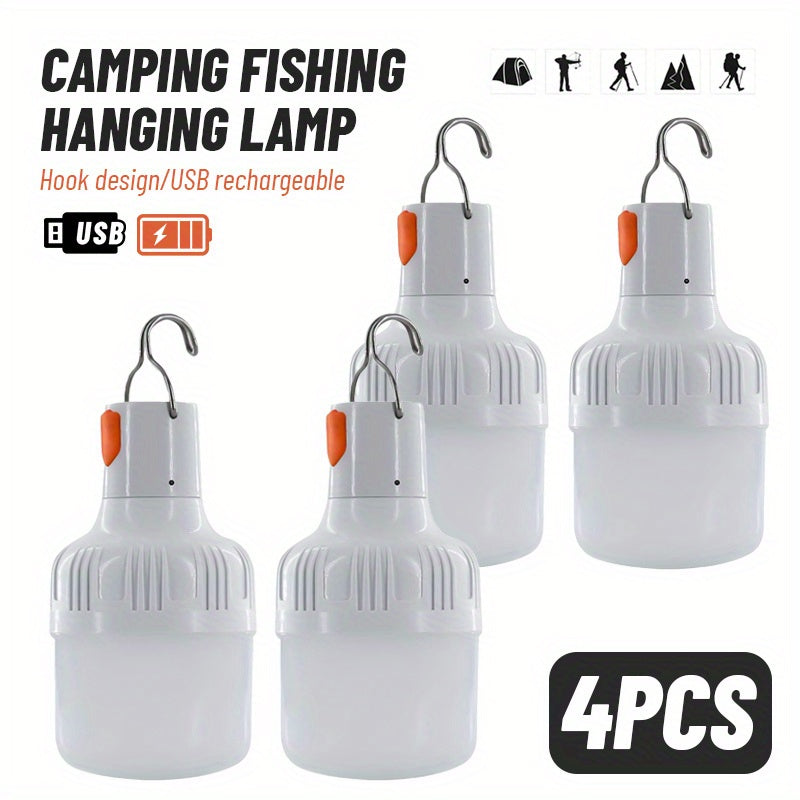 4 dona LED chiroq, quloq bilan, USB orqali qayta zaryadlanadigan, 3 ta yoritish rejimi, bardoshli ABS, ichki va tashqi foydalanish uchun portativ