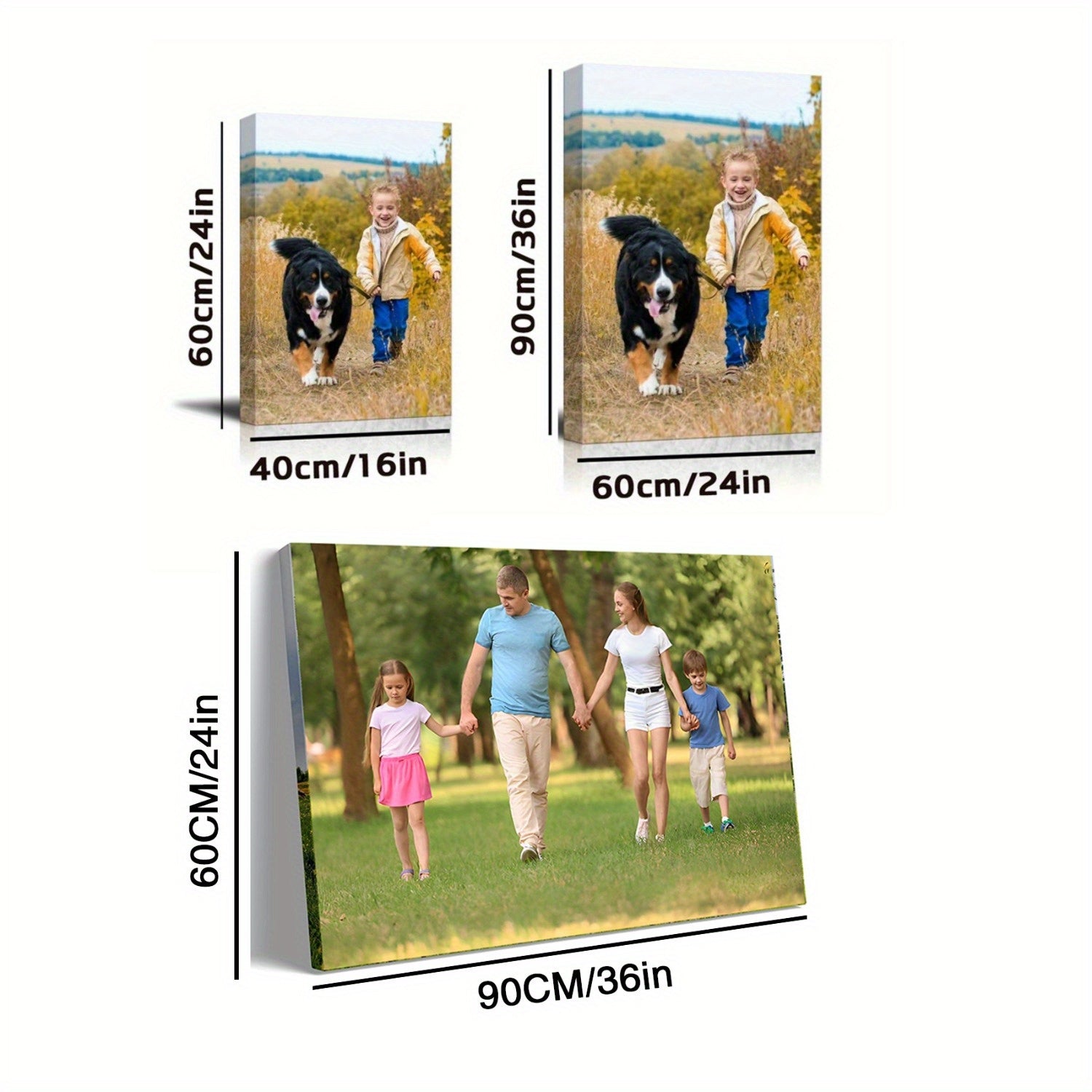 Personalized Wooden Framed Canvas Print for Family Photos Wall Art for Living Room Bedroom Bathroom