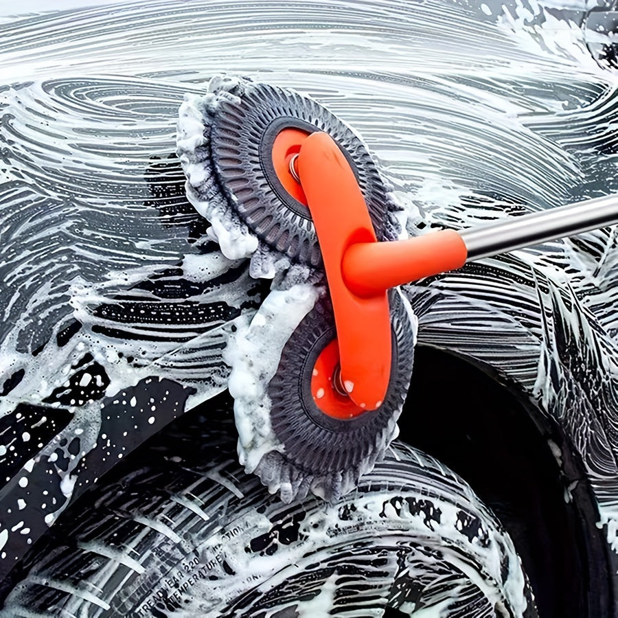 "Qaytariladigan Avtomobil Tozalash Cho'tkasi, Super Yumshoq Mikrofiber Tujjalari bilan - Moslashuvchan 360° Aylanish, Transport Vositalari, RVlar, Yuk Mashinalari, Shisha uchun Xavfsiz - Mustahkam Telescopik Tutqich, To'q sariq Alyuminiy Qotishmasida"