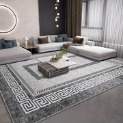Luxurious Grey Velvet Rug with Non-Slip Polyester, Modern Rectangle Design