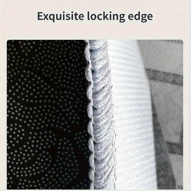 Luxurious Grey Velvet Rug with Non-Slip Polyester, Modern Rectangle Design