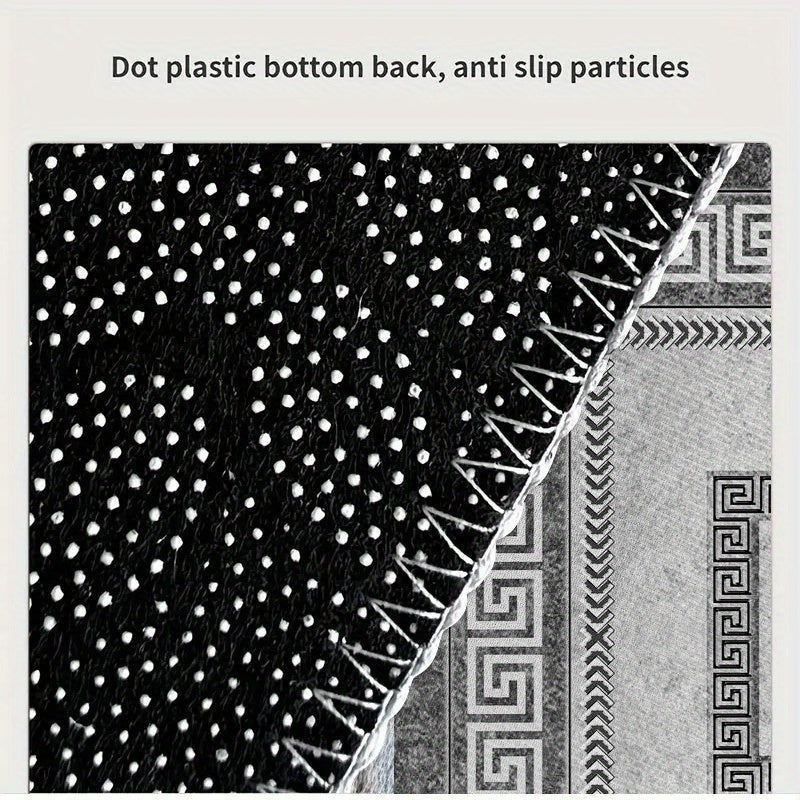 Luxurious Grey Velvet Rug with Non-Slip Polyester, Modern Rectangle Design